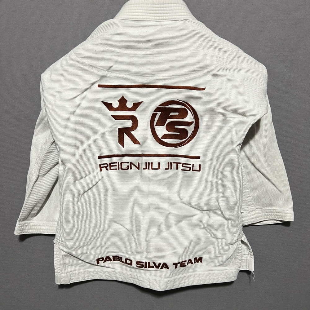 Reign Jiu Jitsu Gi Top White Pearl Weave Pablo Silva Team Kids Size M1 Jacket